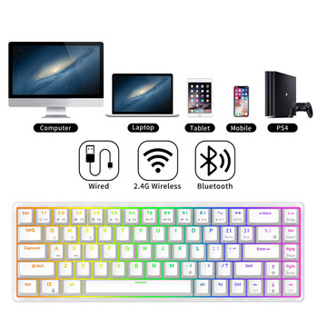 RK Royal Ksudge RKG68 2.4G клавиатура Mekanik Gaming Nirkabel 68 Tombol 65% RGB Backlit Keyboard Bluetooth Dapat Ditukar Panas untuk PC