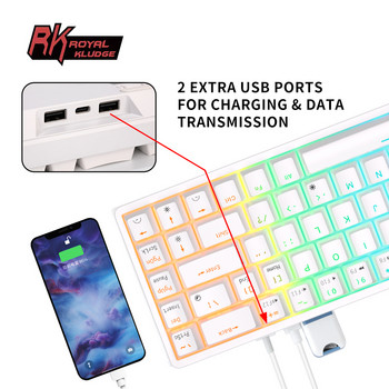 RK Royal Ksudge RKG68 2.4G клавиатура Mekanik Gaming Nirkabel 68 Tombol 65% RGB Backlit Keyboard Bluetooth Dapat Ditukar Panas untuk PC