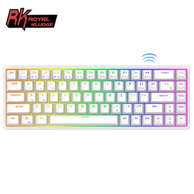 RK Royal Ksudge RKG68 2.4G klaviatūra Mekanik Gaming Nirkabel 68 Tombol 65% RGB apšviesta klaviatūra "Bluetooth" Naudojamas kompiuteriui