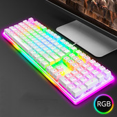 RK918 ROYAL KLUDGE RGB Lampu Latar Gaming Berkabel Keyboard Mekanik 108 Tombol Anti-Ghosting dengan Lampu Samping Bundar LED Besar