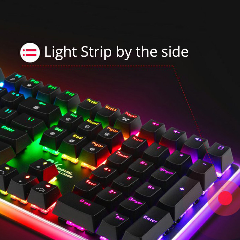 RK918 ROYAL KLUDGE RGB Lampu Latar Gaming Berkabel Keyboard Mekanik 108 Tombol Anti-Ghosting dengan Lampu Samping Bundar LED Besar