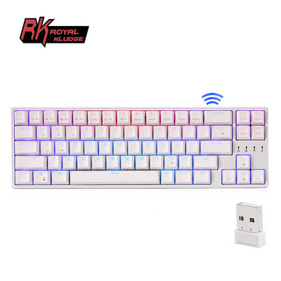 Royal Ksudge RK871/RK68PLUS, maināma karstā režīmā mehāniska mini bezvadu trīsrežīmu Bluetooth 2.4G tastatūra ar 60 Persen RGB aizmugurgaismojumu