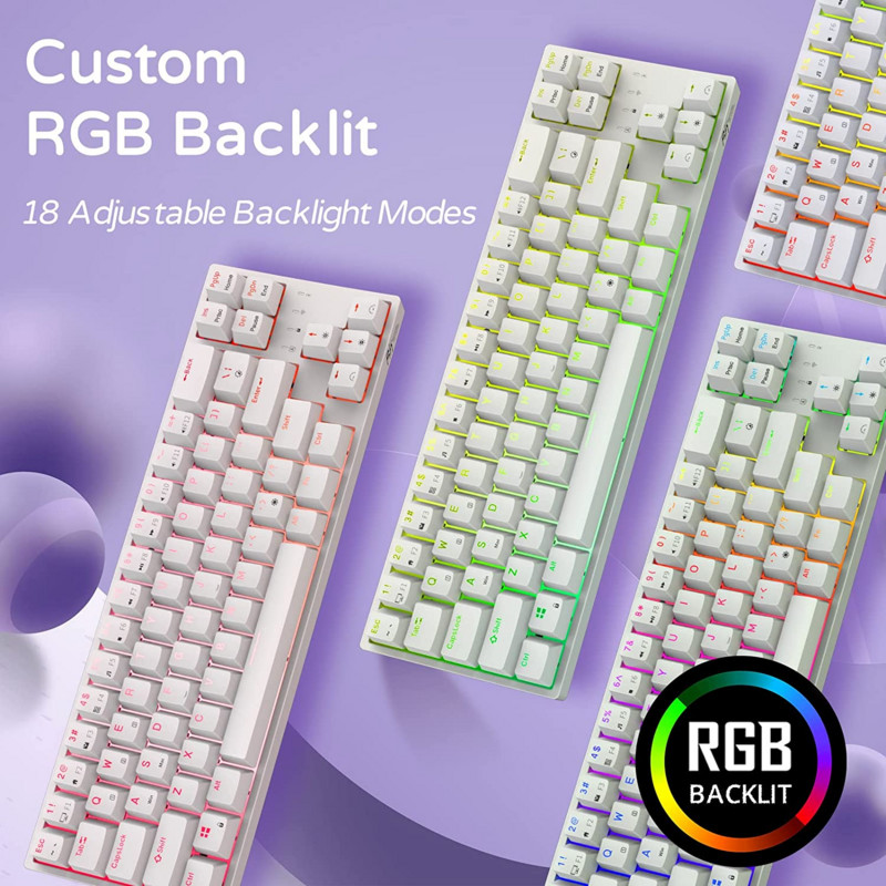 Royal Ksudge RK871/RK68PLUS, maināma karstā režīmā mehāniska mini bezvadu trīsrežīmu Bluetooth 2.4G tastatūra ar 60 Persen RGB aizmugurgaismojumu