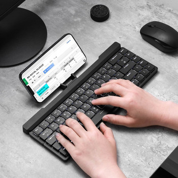 RK925 Keyboard Blutooth Mini Mekanis Dapat Dilipat USB Nirkabel Berkabel 68 Keyboard Gamer Kunci untuk Ponsel Laptop Travel