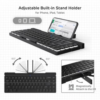 RK925 Keyboard Blutooth Mini Mekanis Dapat Dilipat USB Nirkabel Berkabel 68 Keyboard Gamer Kunci untuk Ponsel Laptop Travel