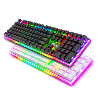 Royal Kludge RK918 108 Tombol клавиатура Mekanik Berkabel Lampu Sorot RGB Lampu Samping Keyboard Gamer Anti-Ghosting dengan Sandaran Pergelangan Tangan