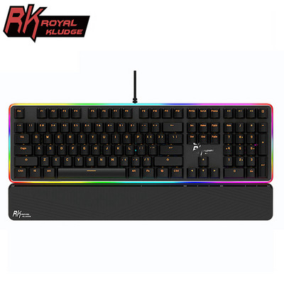 Royal Kludge RK918 108 Tombol klaviatūra Mekanik Berkabel Lampu Sorot RGB Lampu Samping Keyboard Gamer Anti-Ghosting dengan Sandaran Pergelangan Tangan