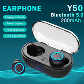 Y50 Bluetooth fülhallgató kültéri sport vezeték nélküli fejhallgató 5.0 töltőtálcával Power Display Touch Control fejhallgató fülhallgató