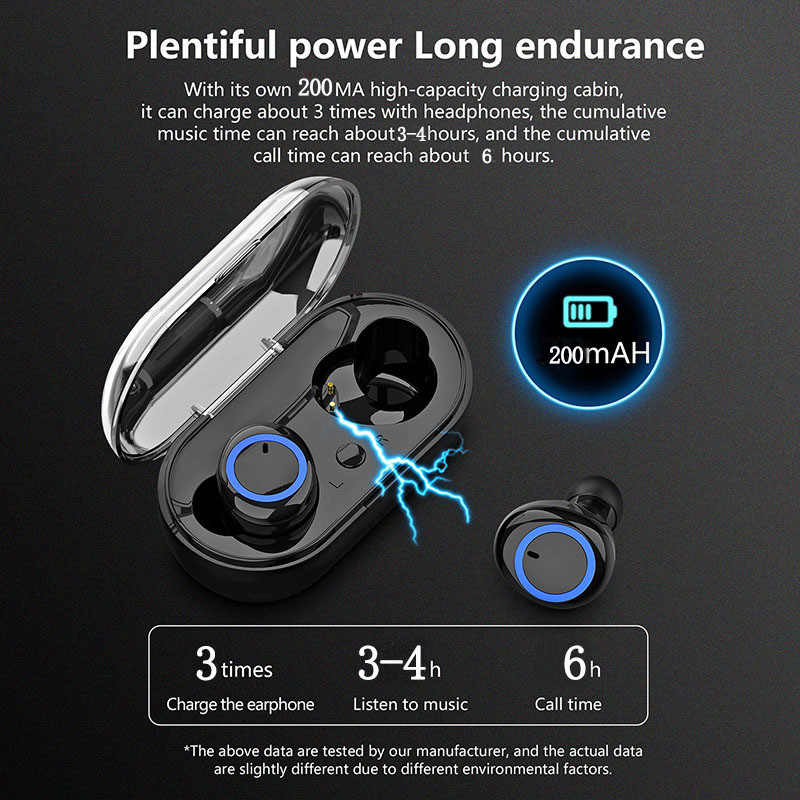 Y50 Bluetooth fülhallgató kültéri sport vezeték nélküli fejhallgató 5.0 töltőtálcával Power Display Touch Control fejhallgató fülhallgató