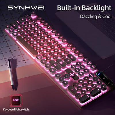 Tastatură Gaming Keycap Punk Retro Tastatură retroiluminată RGB Lucrător USB 104 Tastatură Tombola Gamer Ergonomie pentru laptop PC