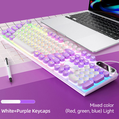 Klávesnica Herná Klávesnica Bulat Punk Retro Klávesnica podsvietená RGB Berkabel Lampu Latar USB 104 Tombol Klávesnica Gamer Ergonómia pre notebook