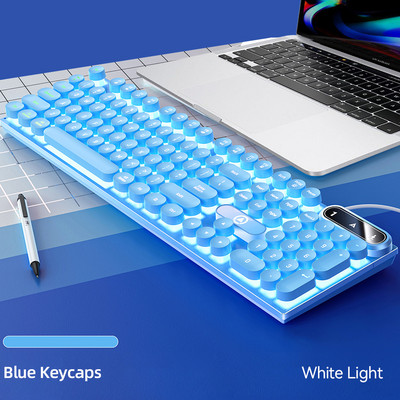 Klávesnica Herná Klávesnica Bulat Punk Retro Klávesnica podsvietená RGB Berkabel Lampu Latar USB 104 Tombol Klávesnica Gamer Ergonómia pre notebook