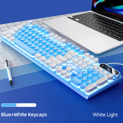 Klávesnica Herná Klávesnica Bulat Punk Retro Klávesnica podsvietená RGB Berkabel Lampu Latar USB 104 Tombol Klávesnica Gamer Ergonómia pre notebook