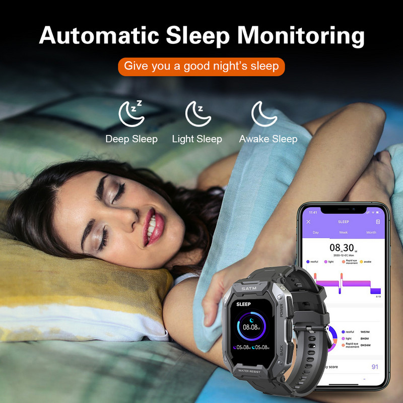 SKMEI Smartwatch 1,71 инча IP68 Водоустойчив монитор за сърдечен ритъм Педометър Спорт Bluetooth Смарт часовник за плуване Мъжки за android ios