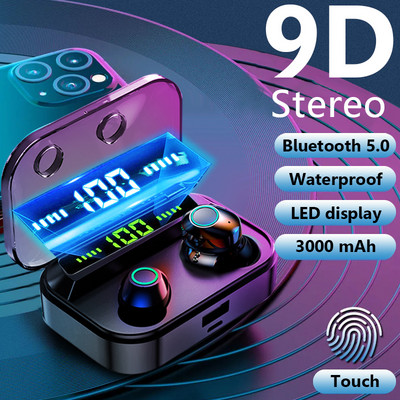 TWS Bluetooth 5.1 slušalice 3500mAh kutija za punjenje bežične slušalice 9D stereo sportske vodootporne slušalice s mikrofonom