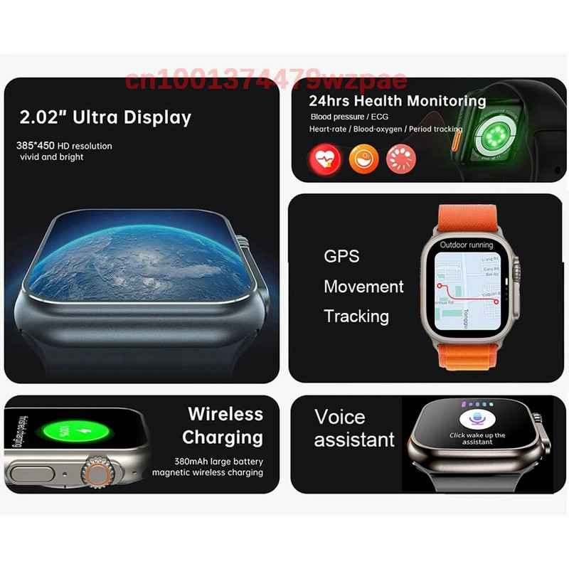 2022 Smart Watch Ultra Series 8 Men Smartwatch Women KD99 Ultra Τηλεφωνική κλήση DIY Watch Faces Ασύρματη φόρτιση SmartBand PK DT8Ultra