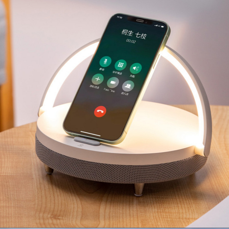 Suport pentru telefon portabil difuzor Bluetooth Încărcare fără fir Lampă de noptieră Suport de încărcare rapidă 15W pentru încărcător IPhone 13 13Pro