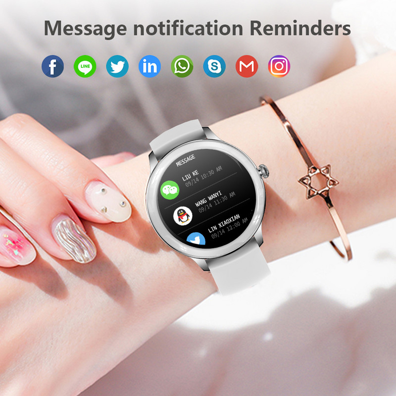 PLUMZONG Nové Bluetooth volanie Inteligentné hodinky pre ženy s monitorom srdcovej frekvencie Športový fitness náramok Vlastné hodinky s ciferníkom Smartwatch pre ženy