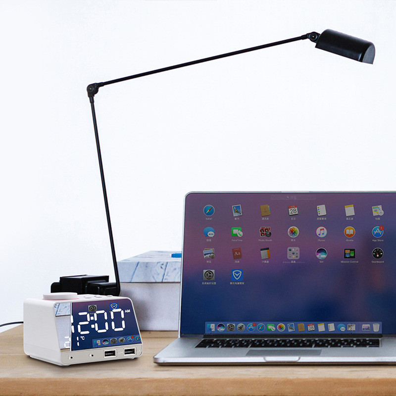 EXRIZU Bluetooth skaļrunis LED ekrāna atlikšana digitālais FM radio galda modinātājs USB uzlāde 1.1A+2.1A TF atskaņotājs iPhone Android ierīcēm