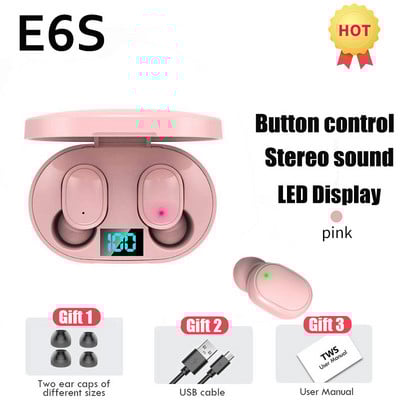 TWS E6S Bluetooth Ακουστικά Ασύρματα ακουστικά IN Ear Stereo Noise Cancelling Sports Headphones with Microphone fone Headphones