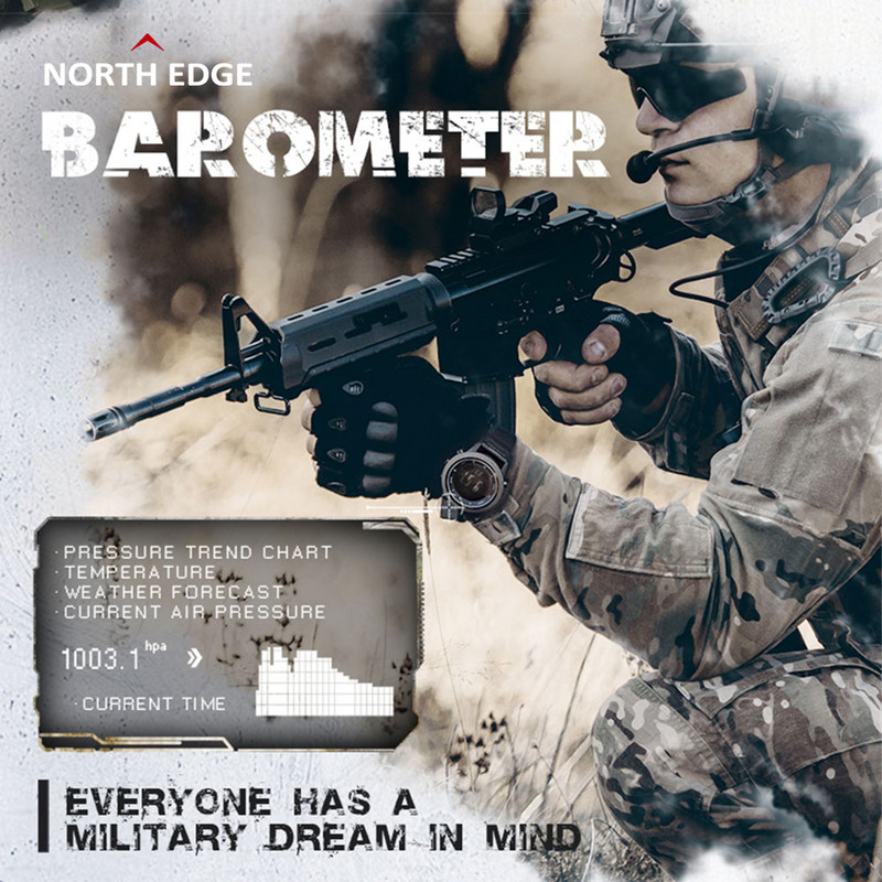 NORTH EDGE APACHE-46 vīriešu sporta digitālais viedpulkstenis militārās armijas ūdensnecaurlaidīgs 50 m altimetrs, barometrs, kompass, pasaules laiks