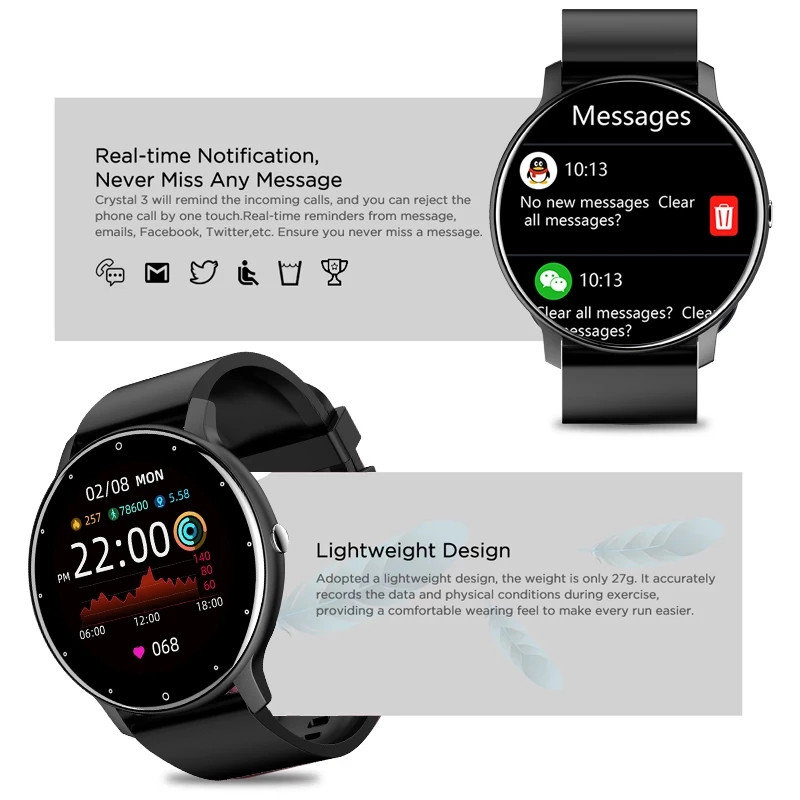 2022 új okosóra Férfi Teljes érintőképernyős Sport Fitness óra IP67 Vízálló Bluetooth Android ios okosóra Men+box