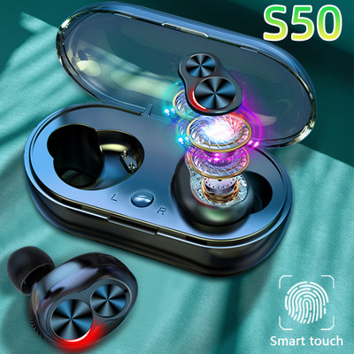 S50 Bežične slušalice TWS fone Bluetooth slušalice HIFI Earbuds Slušalice Stereo s mikrofonom Punjenje za sportske igre Telefoni