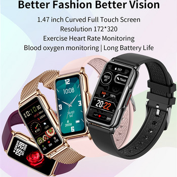 Дамски смарт часовник Модни прекрасни дамски часовници Мониторинг на сърдечния ритъм Напомняне за повикване Смарт лента за телефон Xiaomi Huawei с Android