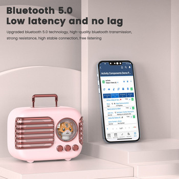 Симпатичен Bluetooth 5.0 високоговорител, преносим музикален плейър, вграден HD микрофон, акумулаторна литиева батерия, поддръжка на TWS хендсфрий