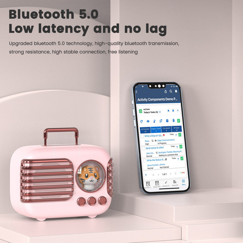 Difuzor drăguț Bluetooth 5.0 Player muzical portabil Microfon HD încorporat Suport baterie litiu reîncărcabilă TWS Mâini libere