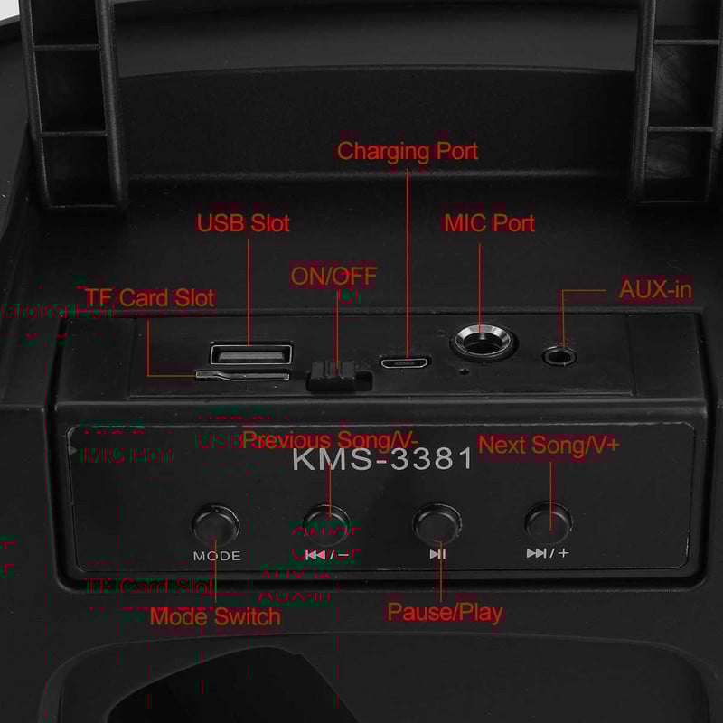 Difuzor Bluetooth de mare putere de 6,5 inchi Square Dance Difuzor portabil de exterior cu microfon LED Subwoofer Coloană de sunet TF USB FM