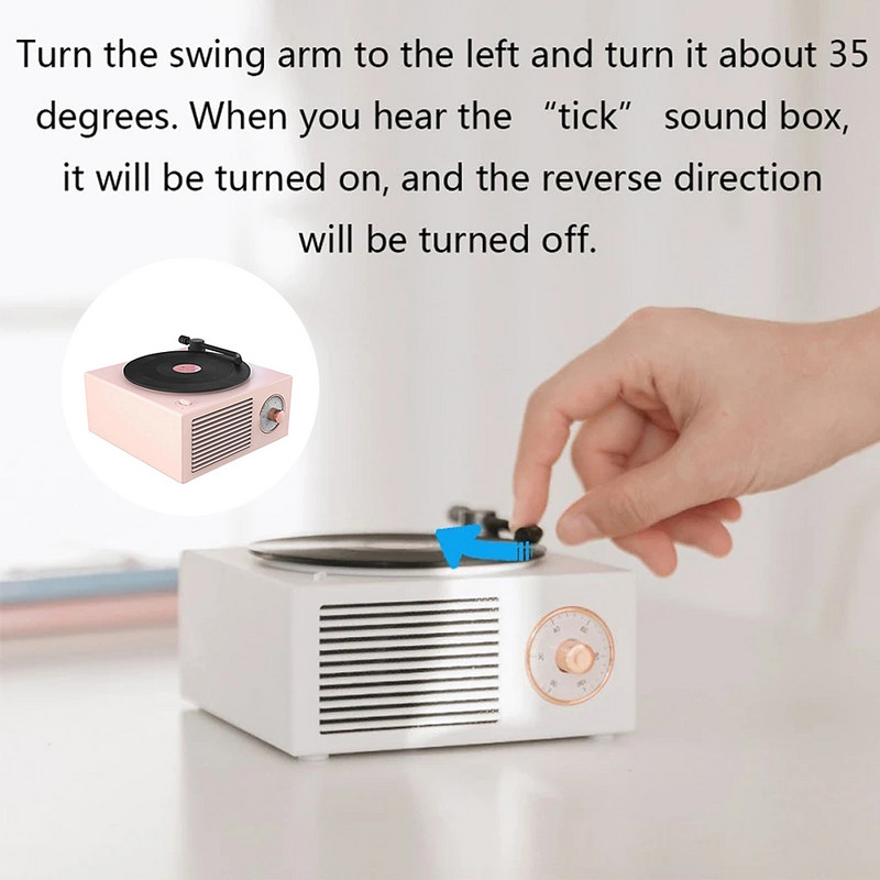 Difuzor turnant USB Bluetooth V5.0 Vinyl Record Player Stereo Vintage Portable Speaker Promotion