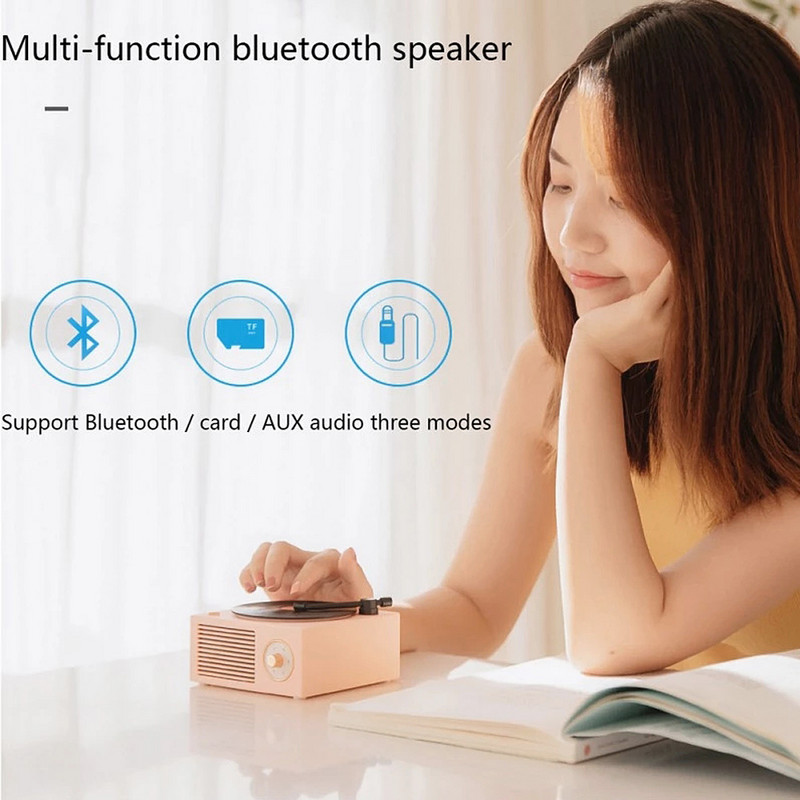Difuzor turnant USB Bluetooth V5.0 Vinyl Record Player Stereo Vintage Portable Speaker Promotion
