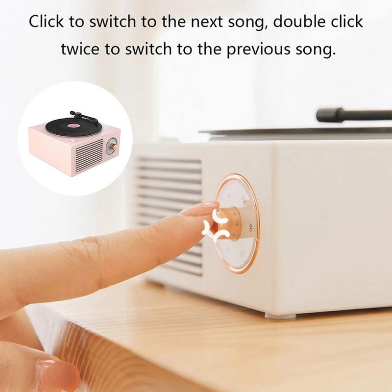Difuzor turnant USB Bluetooth V5.0 Vinyl Record Player Stereo Vintage Portable Speaker Promotion