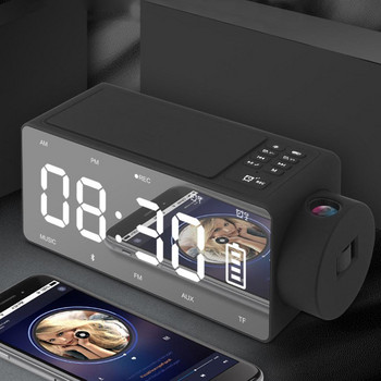 Φορητή προβολή φόρτισης Ψηφιακό ρολόι Ασύρματο ηχείο Bluetooth LED Ξυπνητήρι με μεγάλη οθόνη Snooze FM DIY ρολόγια μουσικής