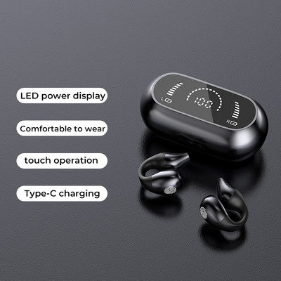 2022 NAUJOS Bone Conduction ausinės Bluetooth 5.2 ausų segtukas ant ausinės belaidės ausinės Sportinės ausinės ausinės kabliukas su mikrofonu