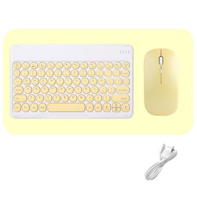 iPad tastatūras un peles kombinācijas Set Retro Round Wireless Bluetooth saderīga tastatūra iOS Android Windows Phone planšetdatoram