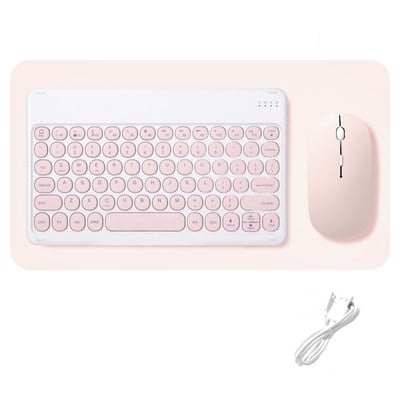 iPad tastatūras un peles kombinācijas Set Retro Round Wireless Bluetooth saderīga tastatūra iOS Android Windows Phone planšetdatoram