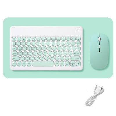 iPad tastatūras un peles kombinācijas Set Retro Round Wireless Bluetooth saderīga tastatūra iOS Android Windows Phone planšetdatoram