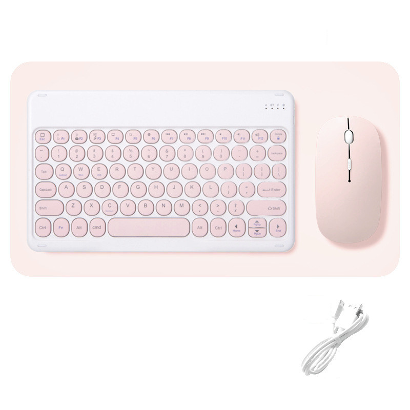 iPad tastatūras un peles kombinācijas Set Retro Round Wireless Bluetooth saderīga tastatūra iOS Android Windows Phone planšetdatoram