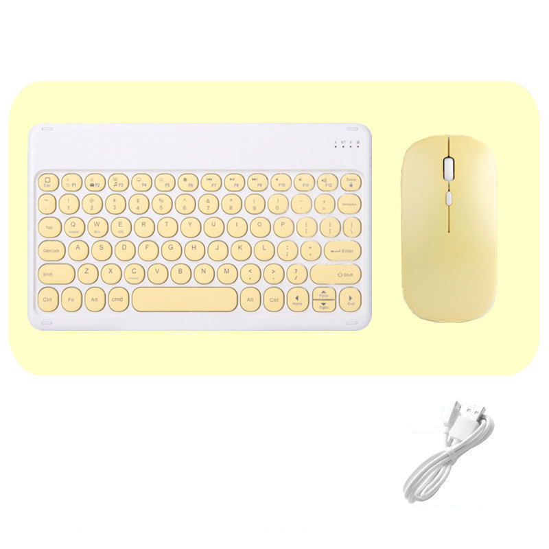 iPad tastatūras un peles kombinācijas Set Retro Round Wireless Bluetooth saderīga tastatūra iOS Android Windows Phone planšetdatoram