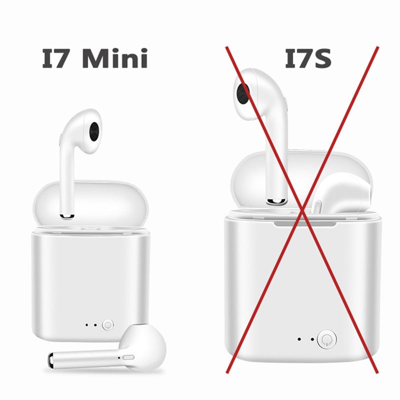 „i7 MINI“ belaidės „Bluetooth“ ausinės 5.0 stereo ausinės, ausinės, sportinės belaidės ausinės su įkrovimo dėžute visiems išmaniesiems telefonams