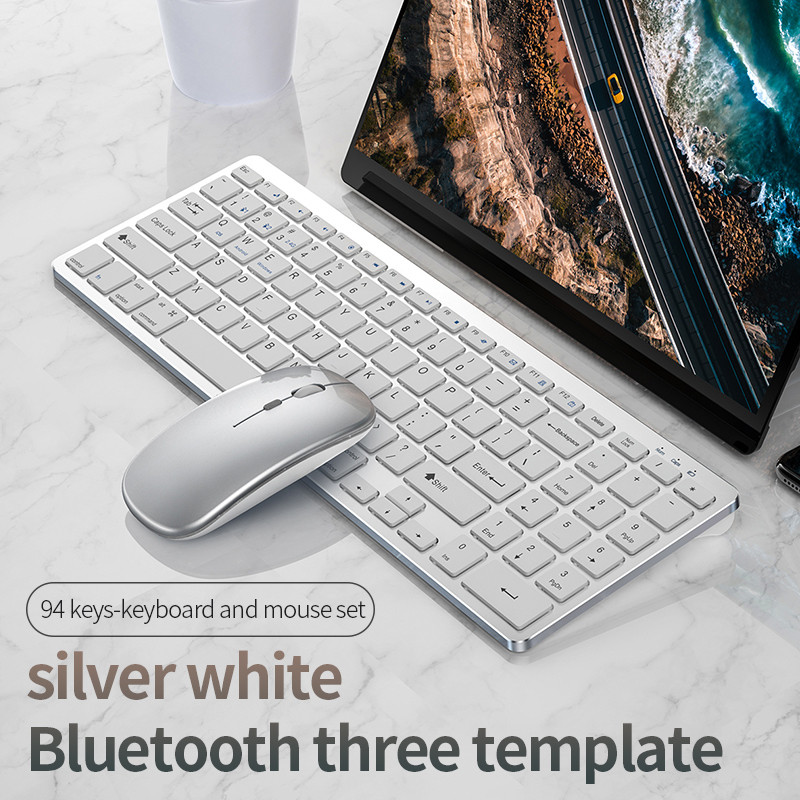 Bluetooth 3 režīmu bezvadu tastatūras un peles kombinācijas Iestatiet klusuma 78/94 taustiņus iPad tastatūras operētājsistēmai IOS Android Windows Phone planšetdators