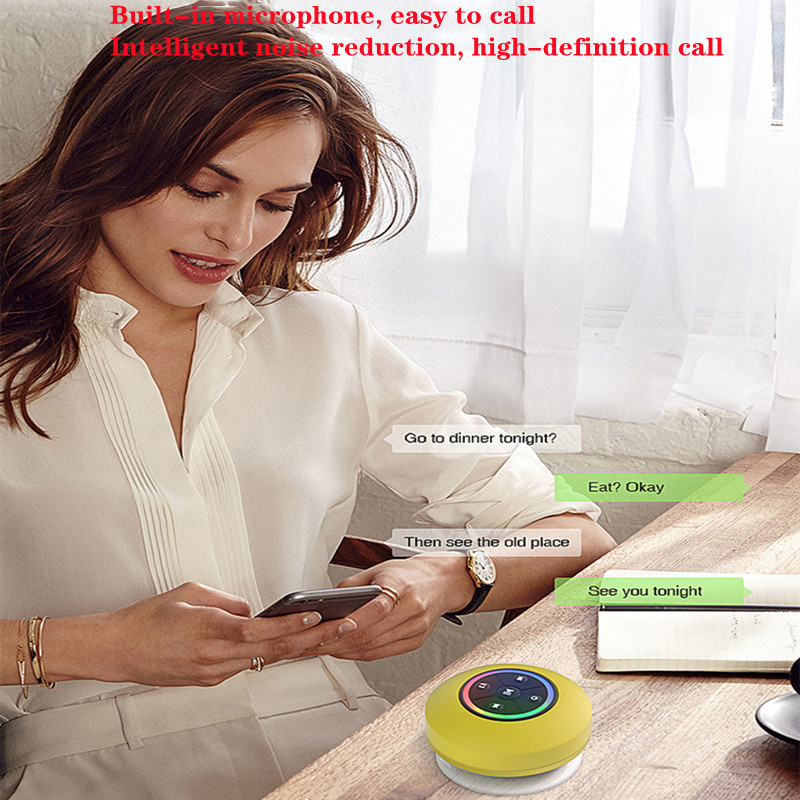 Mini LED Light Αδιάβροχο Ηχείο Bluetooth Μπάνιου, Φορητός ήχος αυτοκινήτου μεγάλης βεντούζας, Απάντηση κλήσεων υποστήριξης