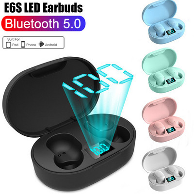 TWS E6S Fone Ακουστικά Bluetooth Ασύρματα ακουστικά Οθόνη LED Ακουστικά ακύρωσης θορύβου με ασύρματο ακουστικό Bluetooth μικροφώνου