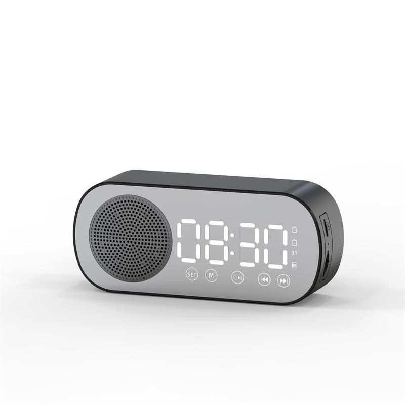 Difuzor wireless compatibil Bluetooth Oglindă cu LED Ceas cu alarmă digital Radio FM Afișaj mare Baterie Dormitor Sufragerie Birou