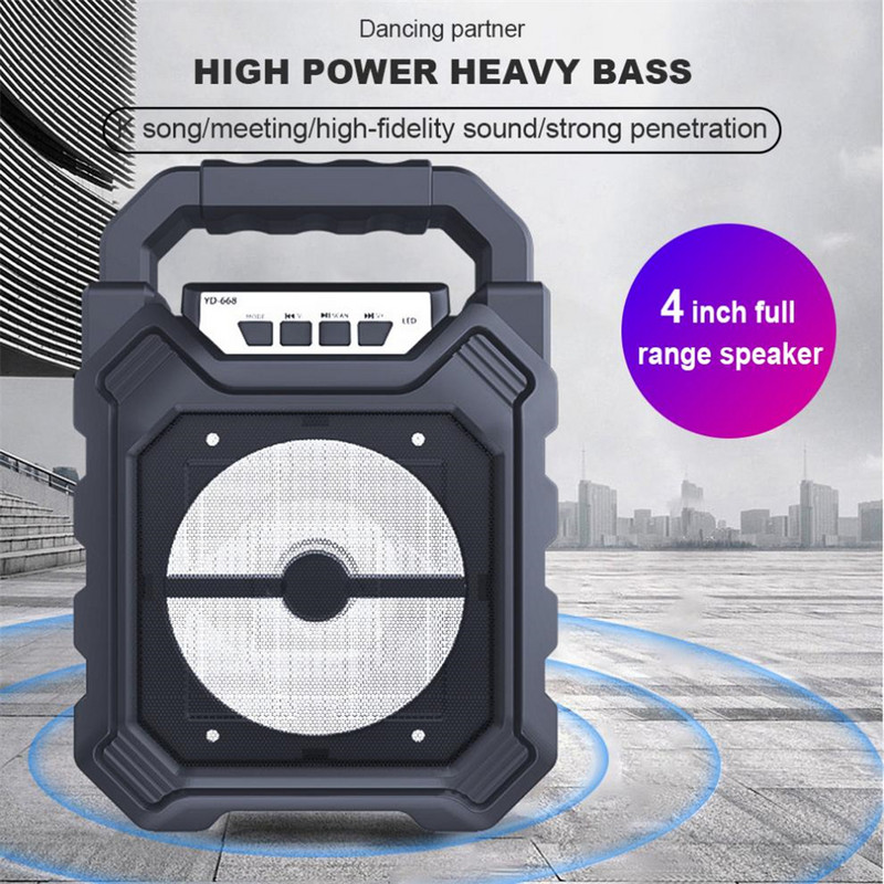 YD-668 Bezdrôtový prenosný reproduktor Boom Box Subwoofer Podpora mikrofónového vstupu 1200mAh Vonkajší reproduktorový systém pre divadelné umenie