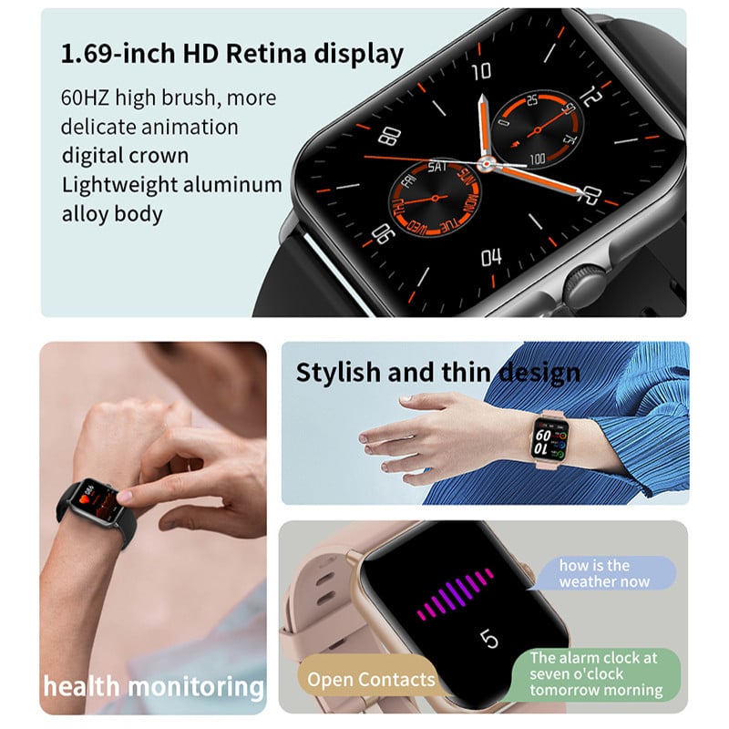2022 Smart Watch Bluetooth Call Esita muusikat Nutikell Fitness Kell Digitaalne Spordi Veekindlad Kellad Meestele Naistele IOS Android