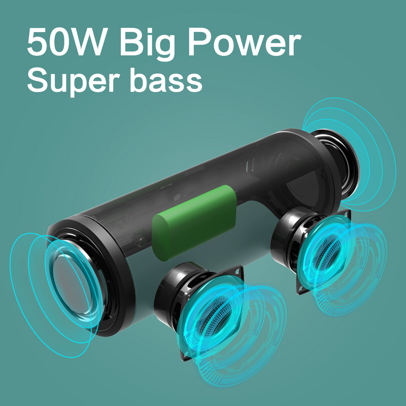 „Hero 1999“ belaidis 50 W su „Bluetooth“ suderinamas garsiakalbis 6600 mAh nešiojamas lauko žemųjų dažnių garsiakalbis Žemųjų dažnių garsas, kolonėlė, muzikos centro dėžutė