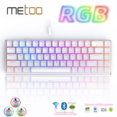 Juhtmeta mehaaniline klaviatuur Bluetoothi / 2,4 GHz RGB taustvalgustusega punane/pruun/must mänguklaviatuur, tüüp-c-USB iOS Maci jaoks